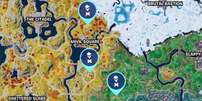 map with marked excavation camps