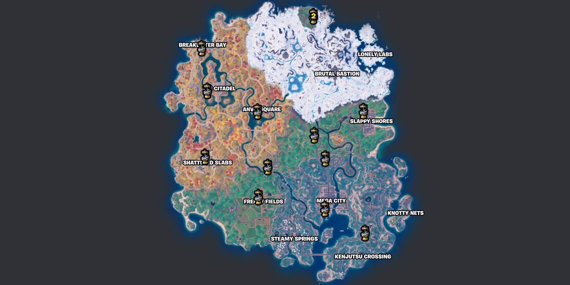 chapter 4 season 2 map with upgrade bench locations
