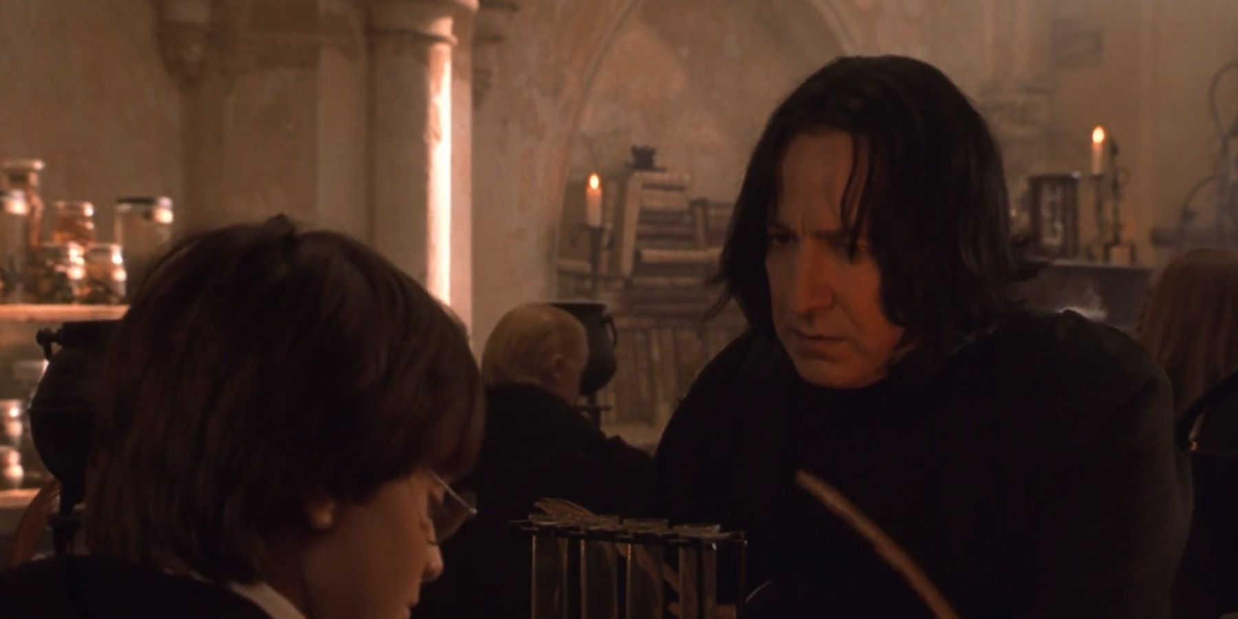 Harry Potter And Severus Snape in Harry Potter and the Sorcerer's Stone.