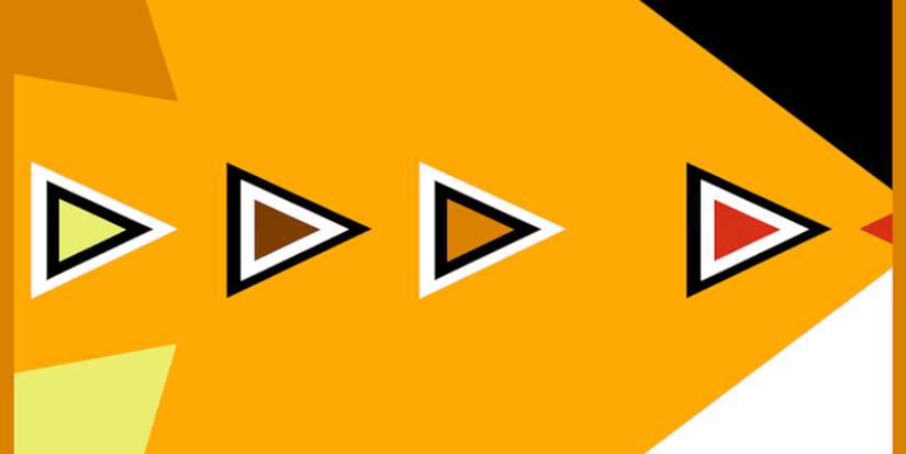 Multi-colored triangles against an orange background. Image source: Nintendo.com