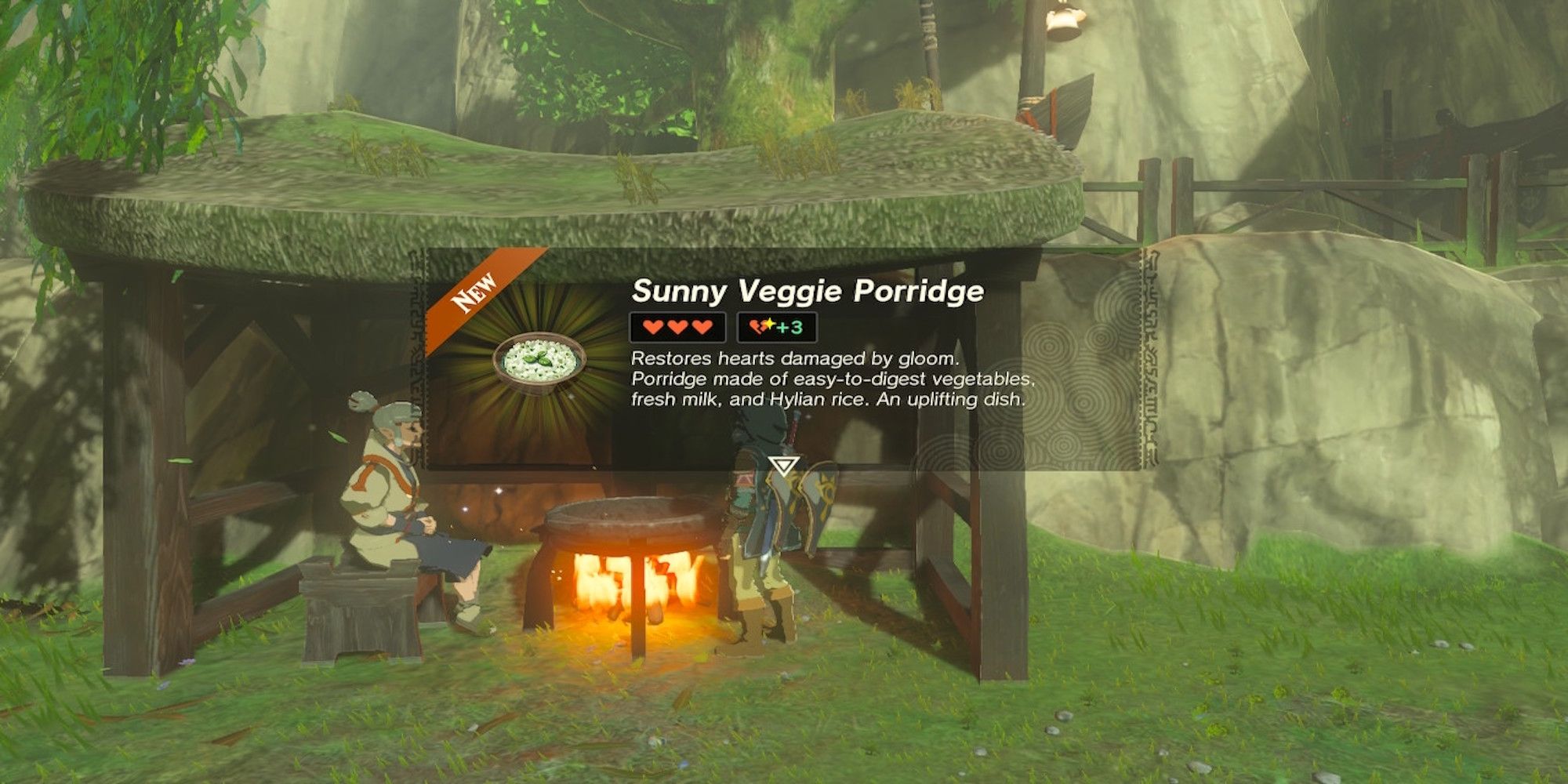 Cooking Sunny Veggie Porridge in The Legend of Zelda Tears of the Kingdom