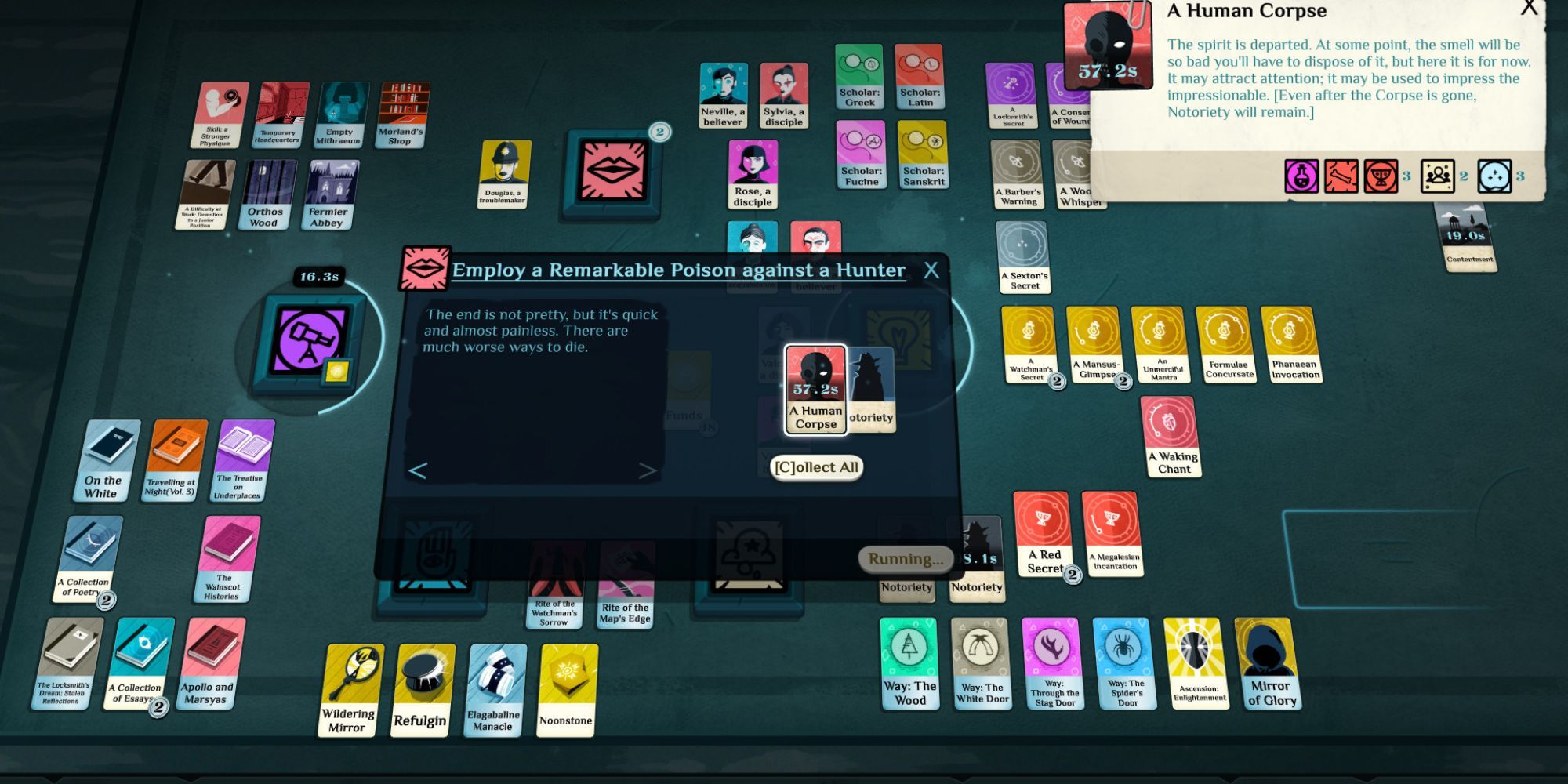 Plenty of cards on the table in Cultist Simulator