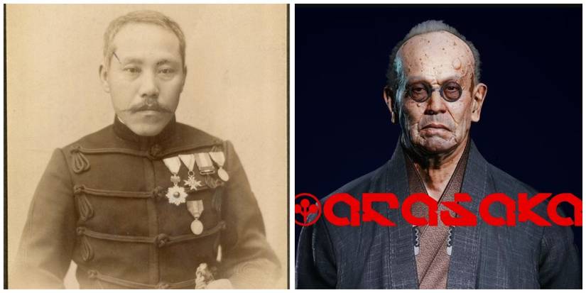 Cyberpunk Arasaka name origins split image of Japanese general and Saburo