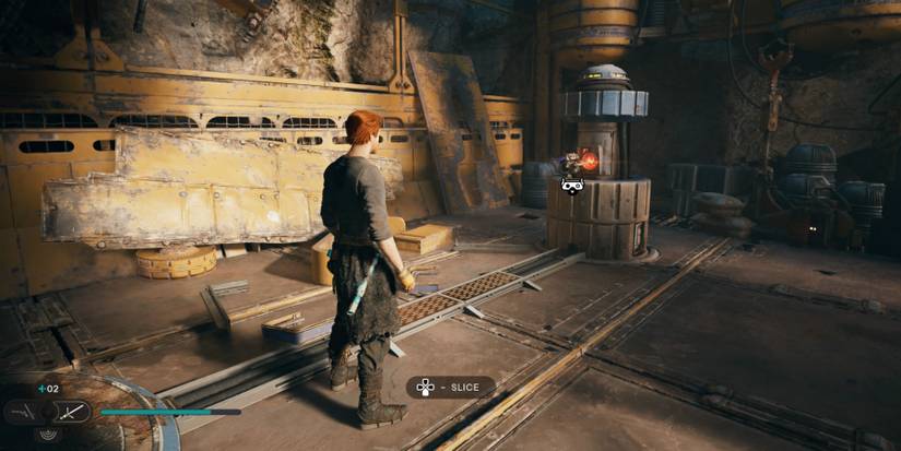 Cal watches BD-1 slicing in Star Wars Jedi: Survivor