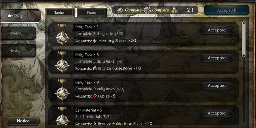 Daily Tasks in Champions of the Continent