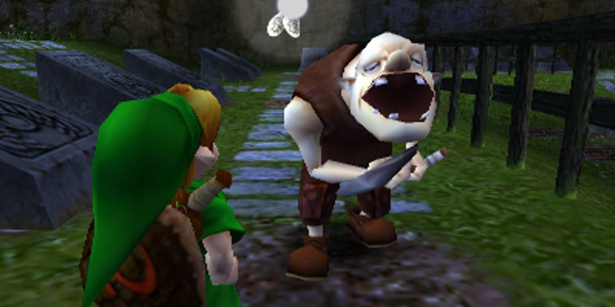 Dampe talking to Link in Ocarina of Time 3D