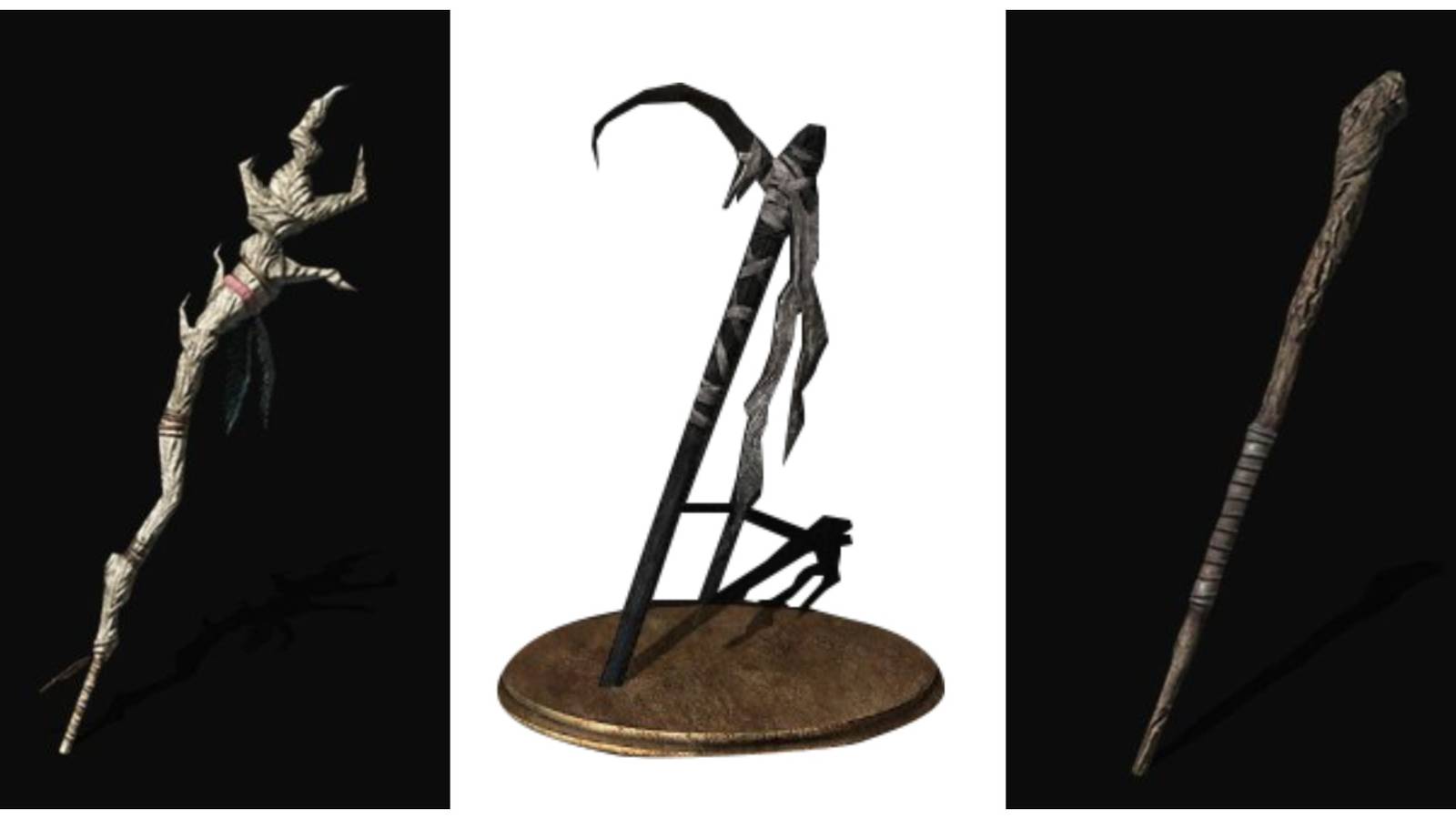 heretic's staff, murky longstaff and sorcerer's staff from dark souls 3