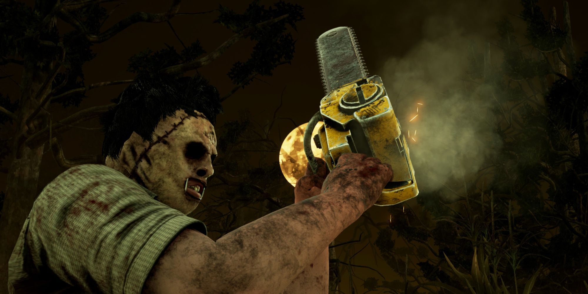 Bubba revving his chainsaw in Dead by Daylight.