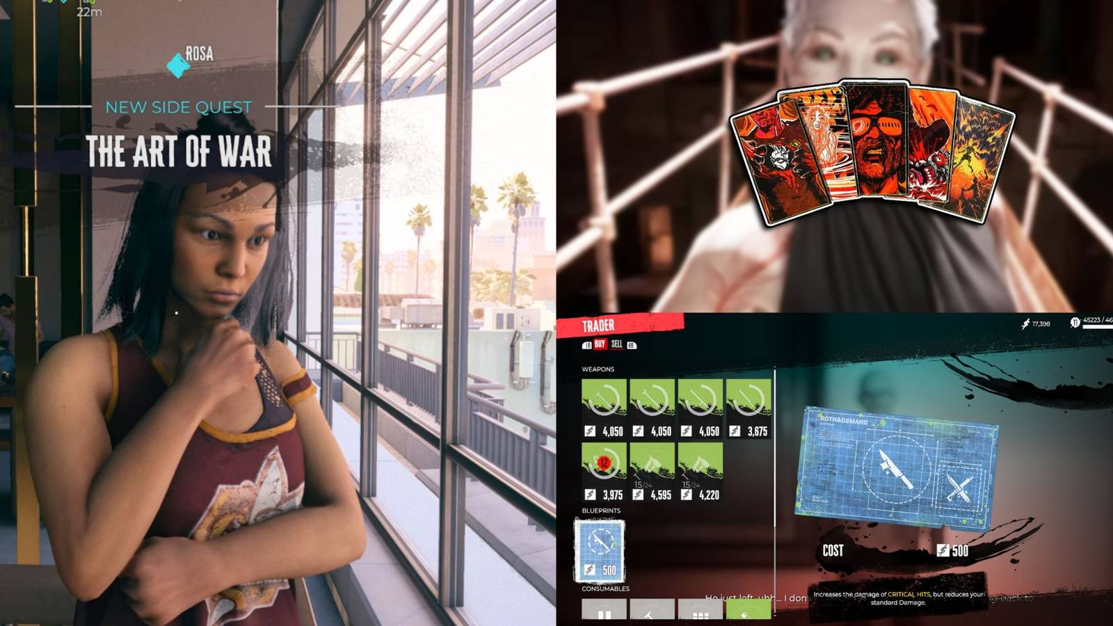 dead island 2 rosa the art of war side quest, numen cards, blueprint