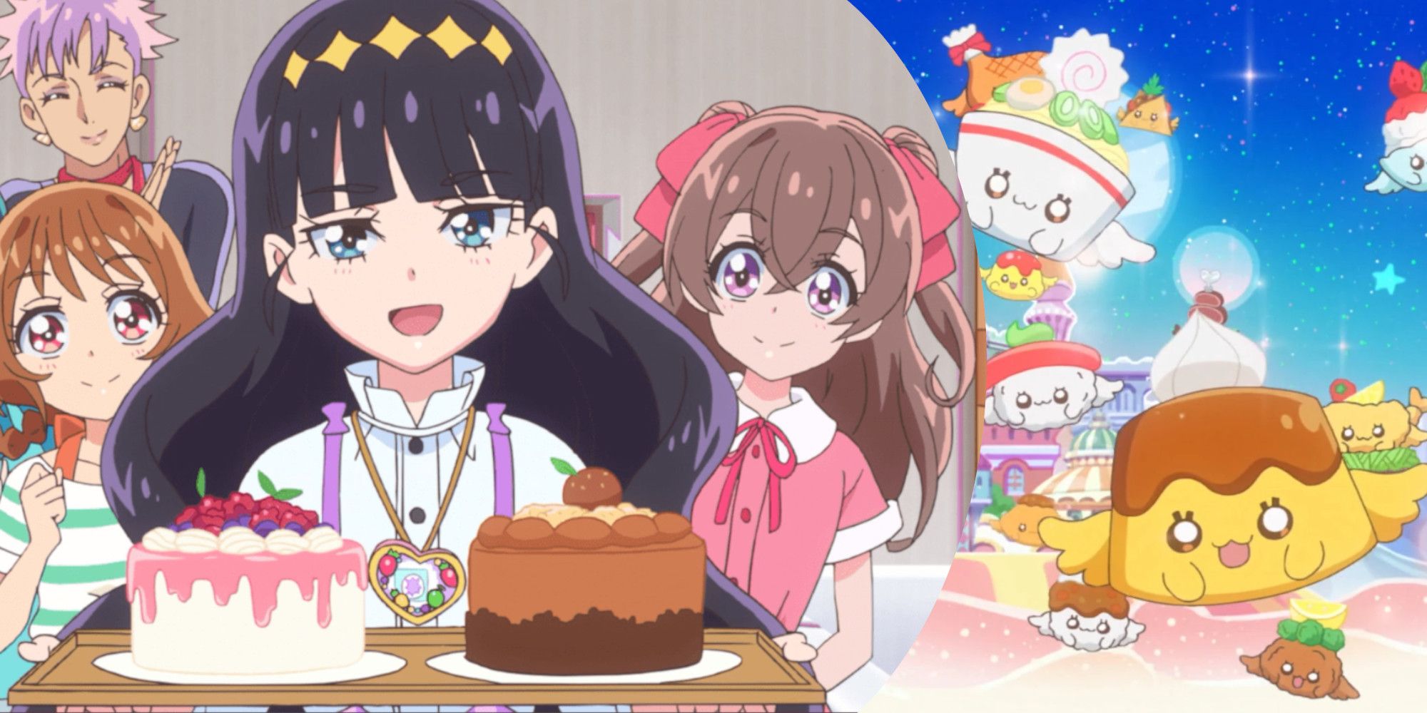 A group of young children present some desserts in Delicious Party Pretty Cure