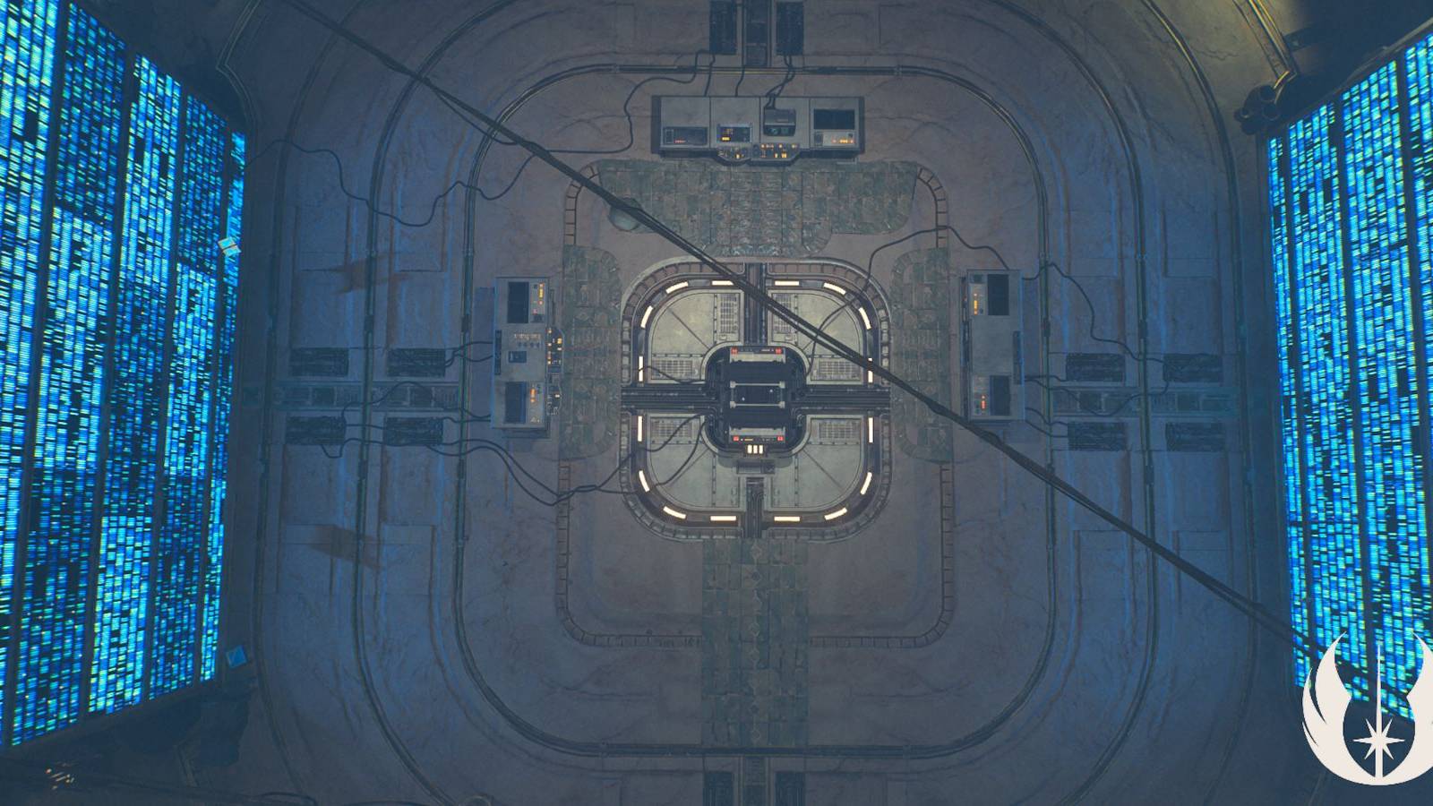 image showing the archival room in the veiled hangar on jedha in star wars jedi survivor.