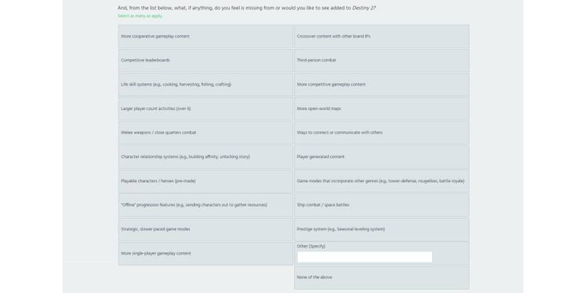 destiny 2 bungie sruvey