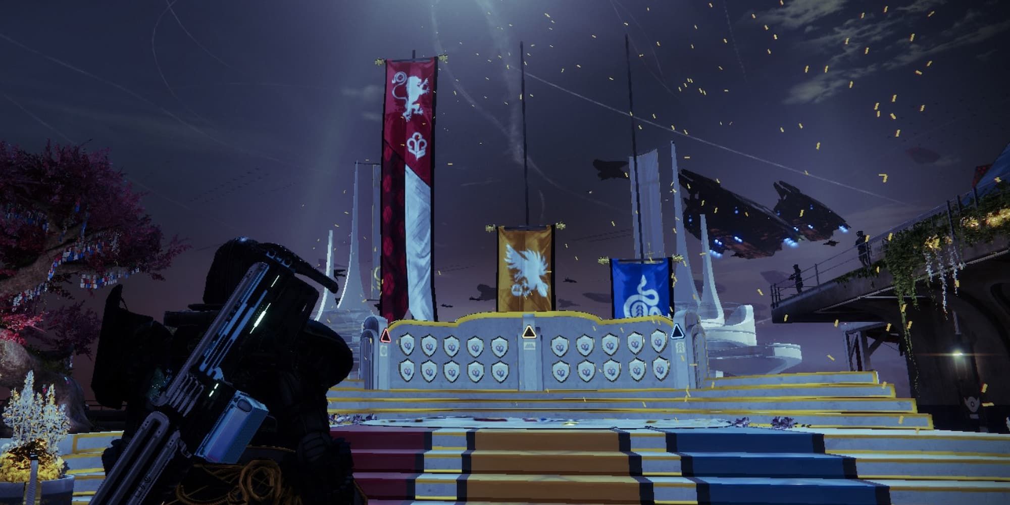 The podium at the Tower during Destiny 2's Guardian Games event