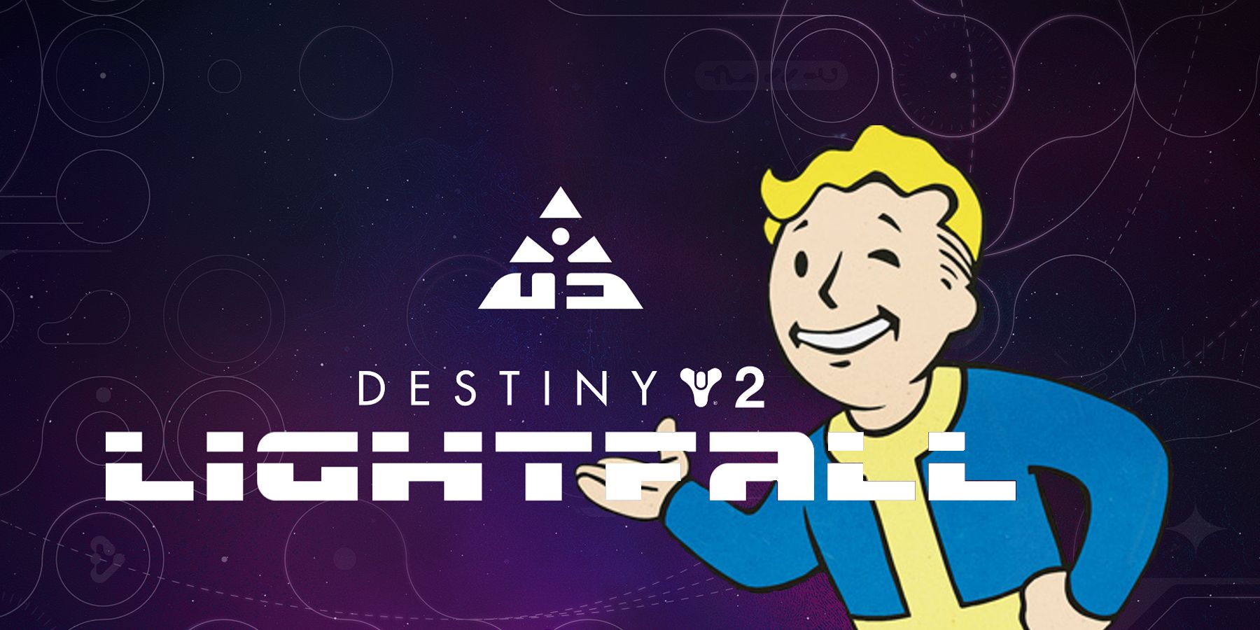 Destiny 2 Lightfall Main Menu with Fallout 76 Vault Boy