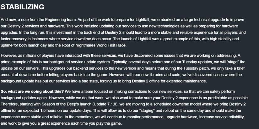 destiny 2 stabilizing updates