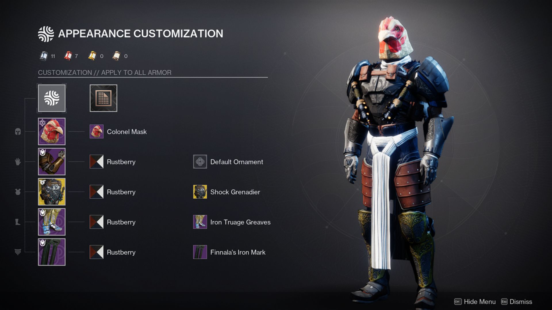 Destiny 2 Titan Character Customization Armor Shader Ornaments Transmog