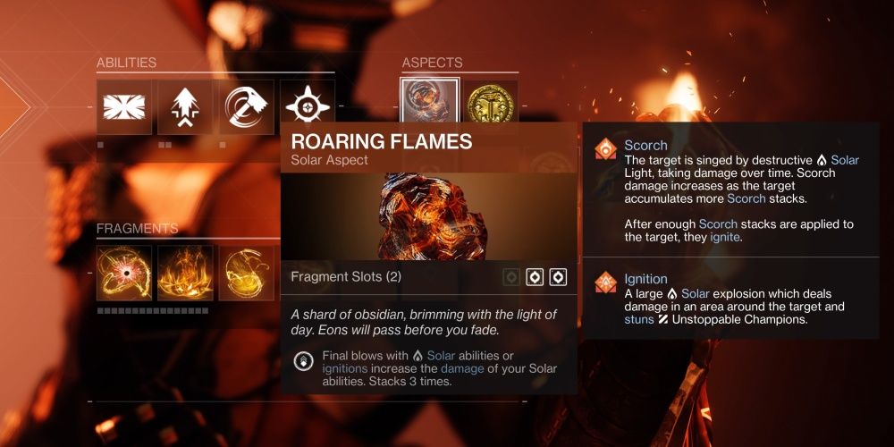 roaring flames solar aspect