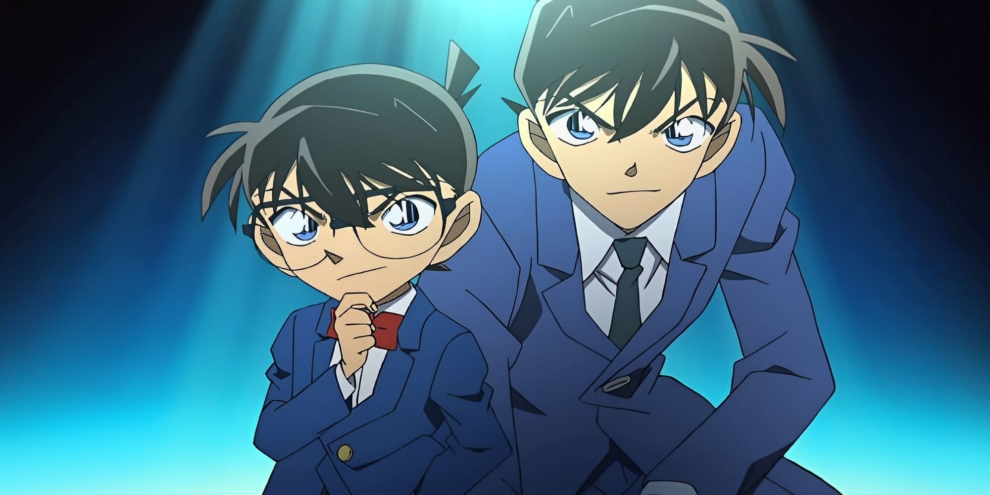 Conan and Shinichi from Detective Conan side by side 