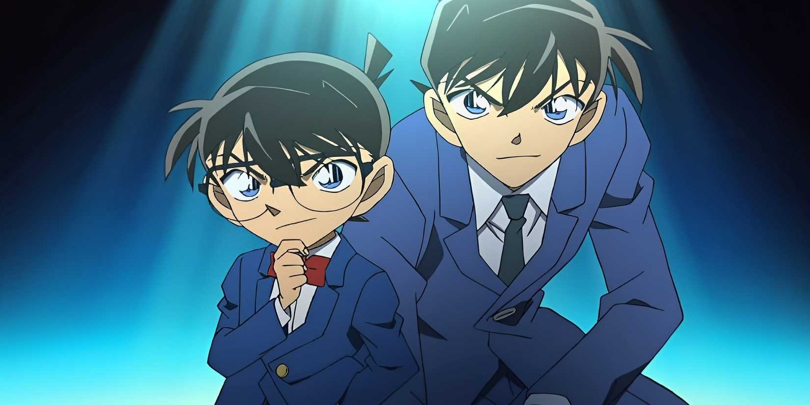 Conan and Shinichi from Detective Conan side by side 