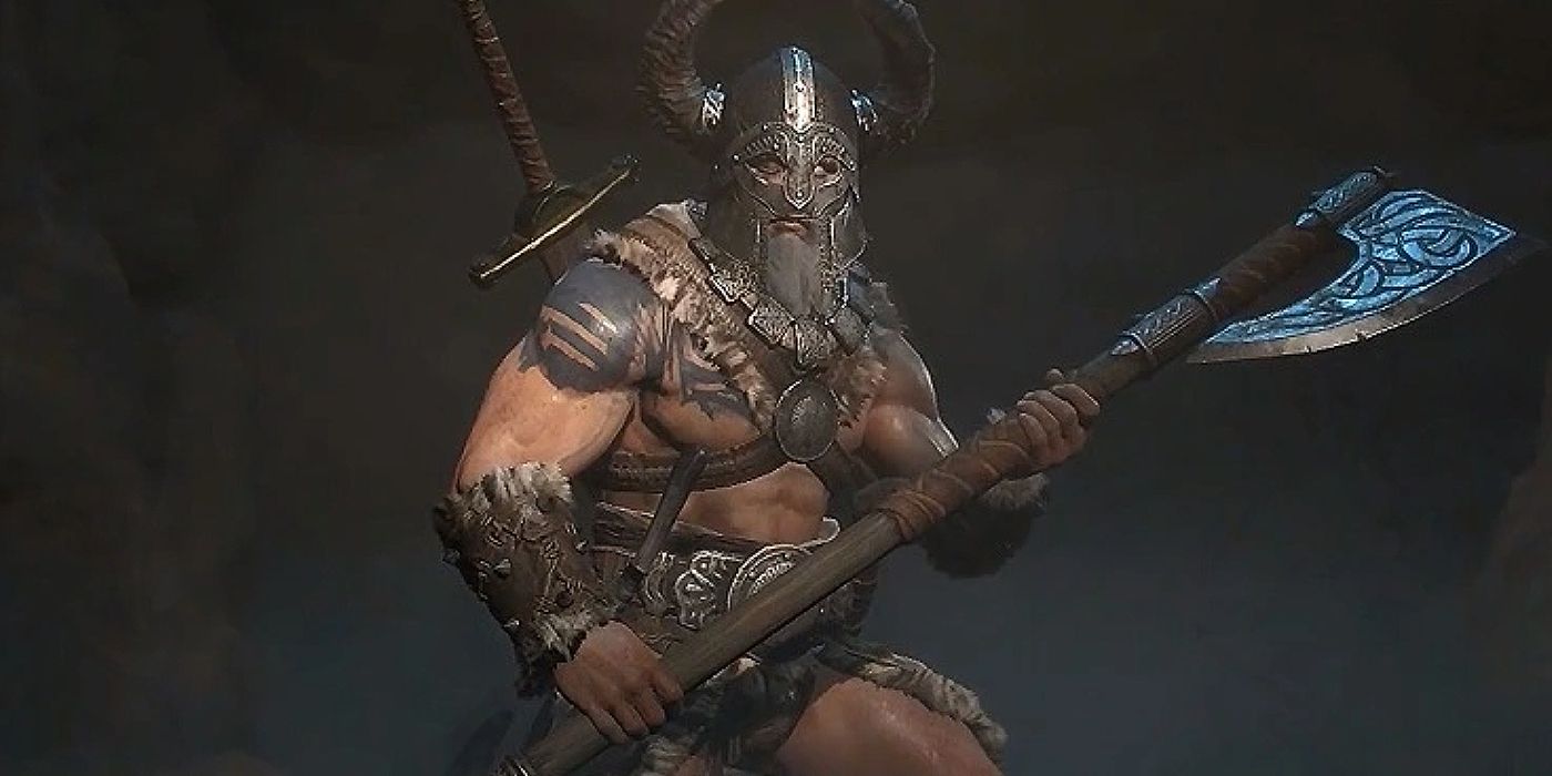 Diablo 4 Barbarian Holding an Axe