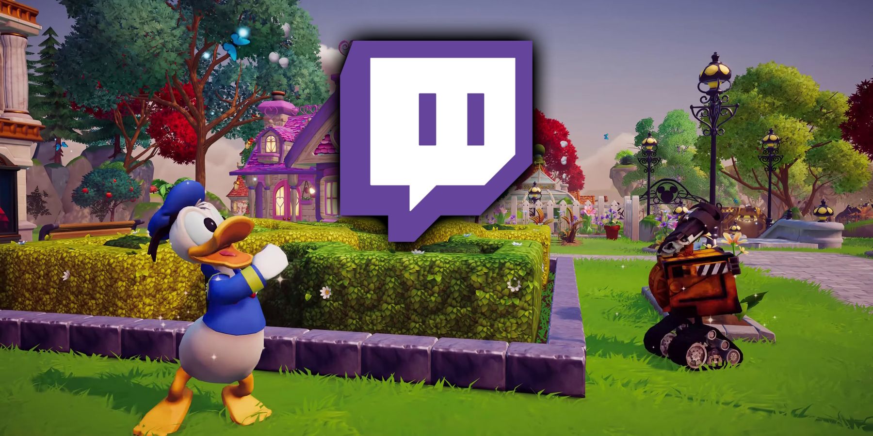 Screenshot of Disney Dreamlight Valley overlaid with Twitch logo