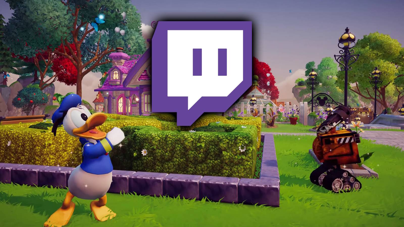 Screenshot of Disney Dreamlight Valley overlaid with Twitch logo