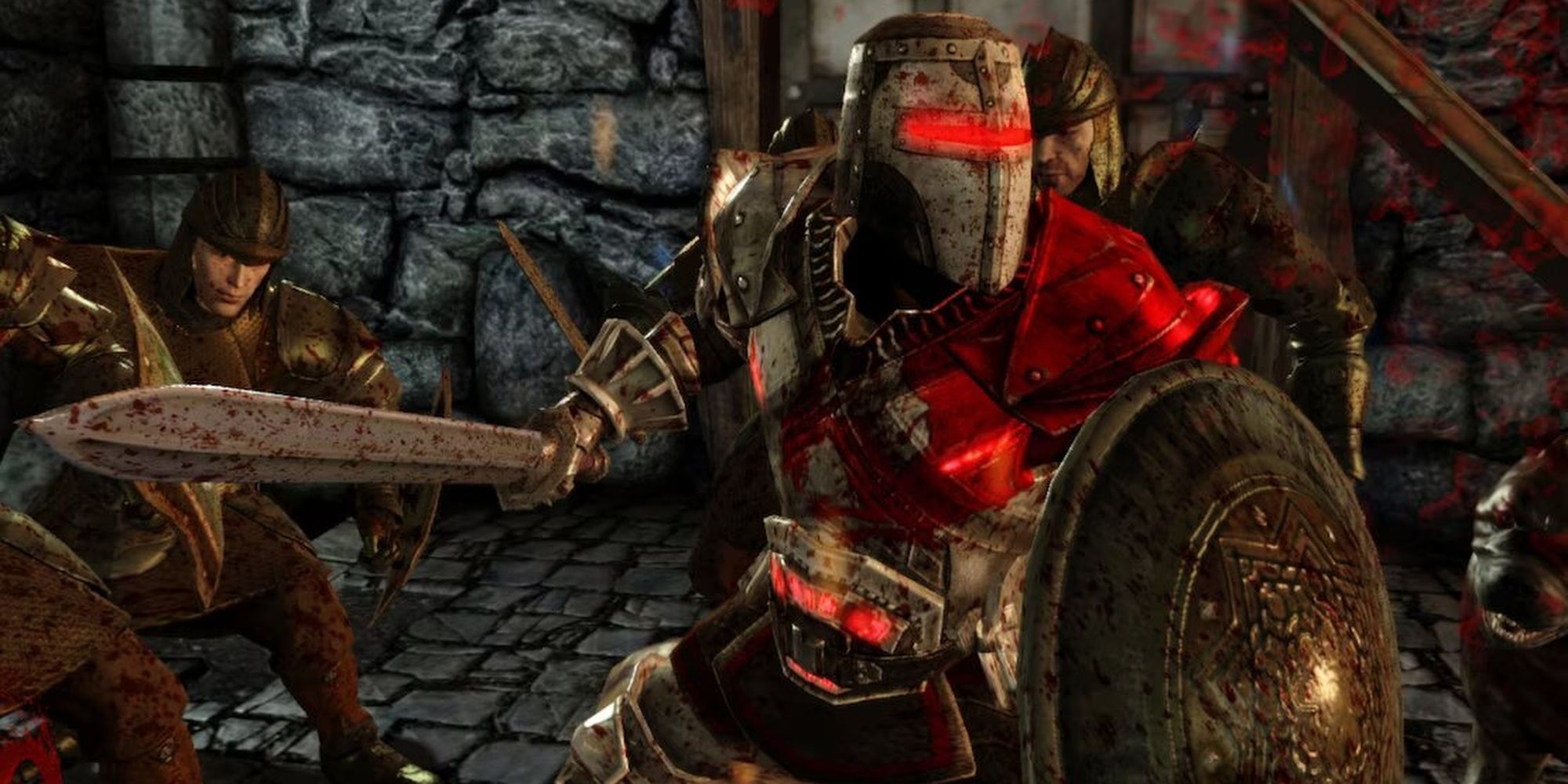 The Warden in the Blood Dragon armor set in Dragon Age: Origins