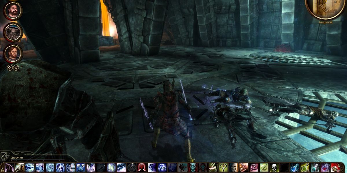 The Warden finishes a battle in The Golems of Amgarrak DLC for Dragon Age: Origins