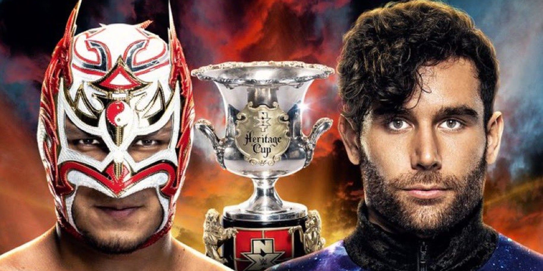 Dragon Lee and Noam Dar NXT Battleground 2023 graphic for the Heritage Cup 