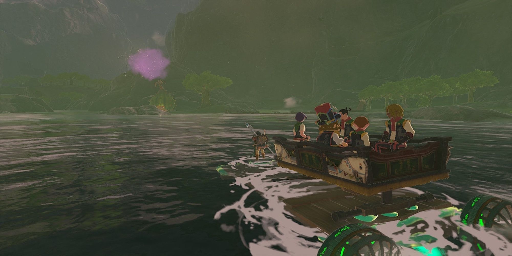 Driving a boat in The Legend of Zelda Tears of the Kingdom