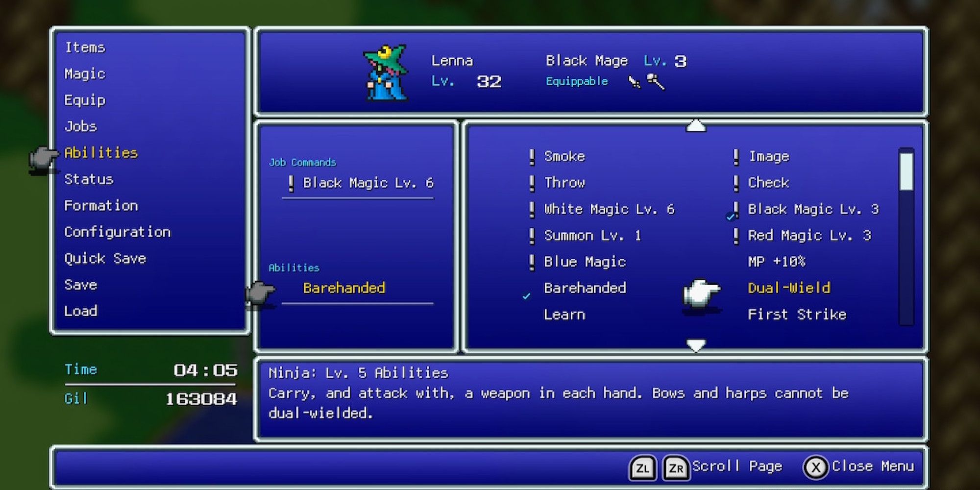 Dual-Wield ability in Final Fantasy 5
