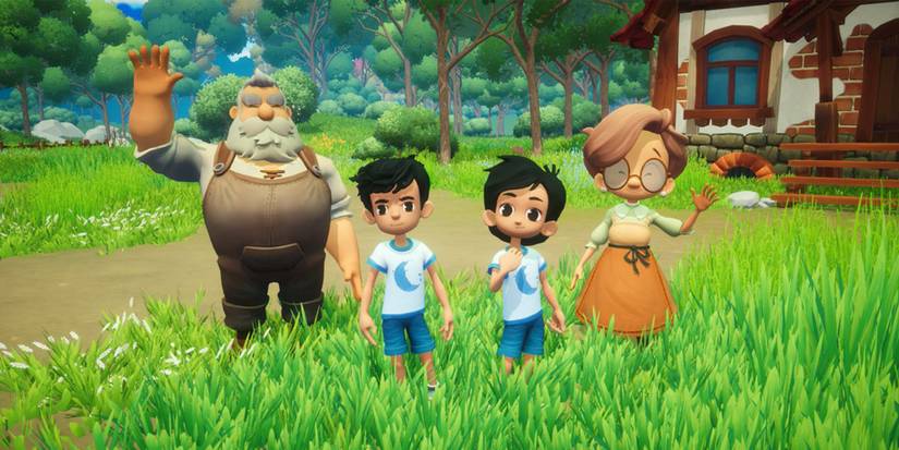 Player characters of Everdream Valley greet the player with their grandparents