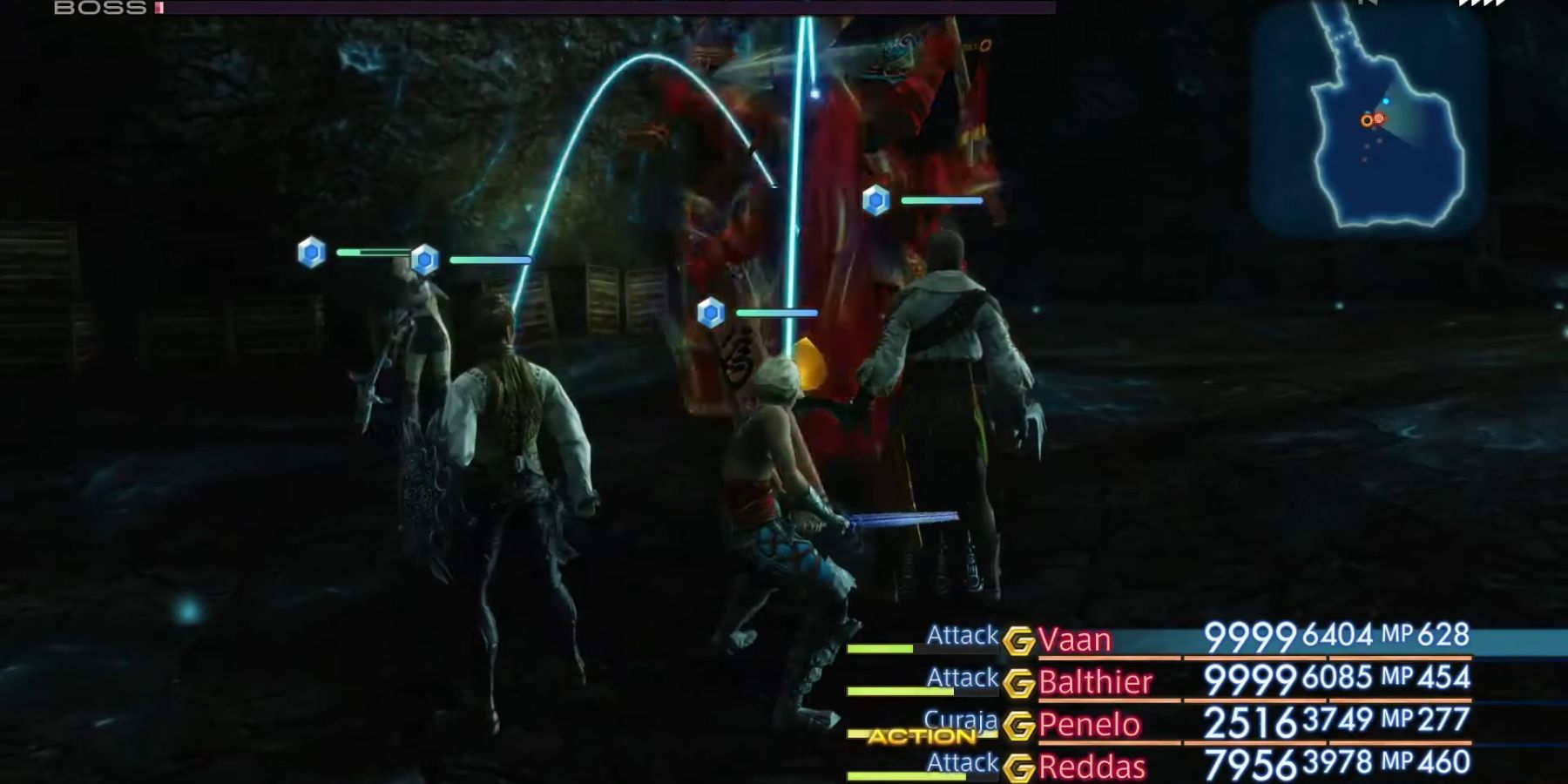 Vaan and company battling Gilgamesh for the Excalipur