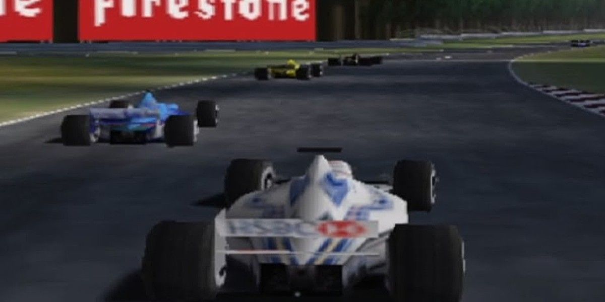 F1 Racing Championship racing on track by Firestone advert
