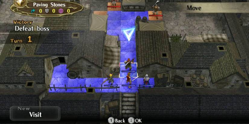 Players' forces manuevering through the city