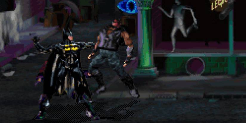 Fighting enemies in Batman Forever The Arcade Game
