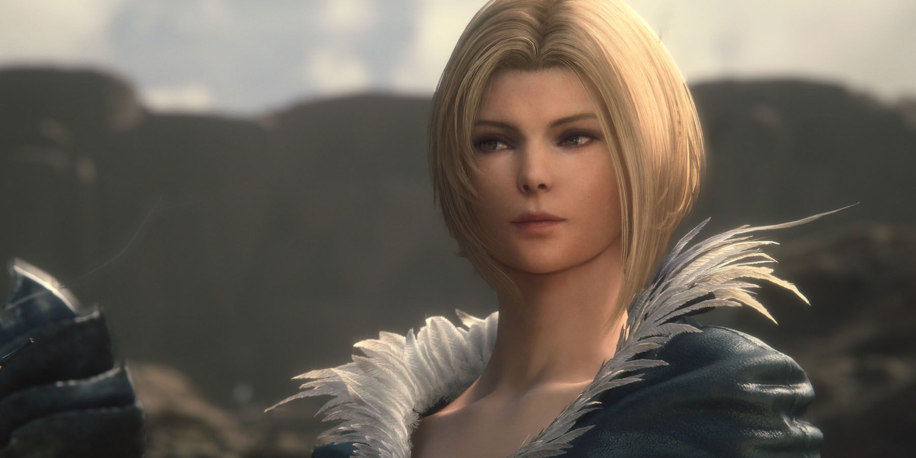 A screenshot of Benedikta Harman from Final Fantasy 16.