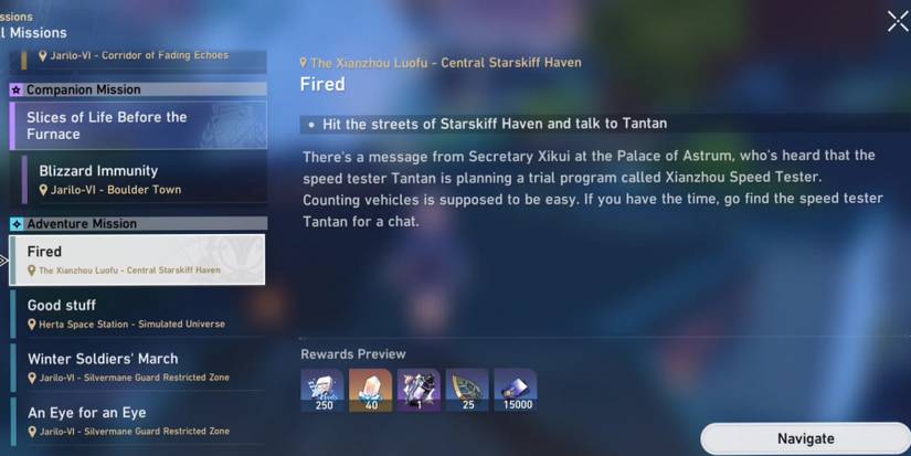 fired quest guide white starskiff Mei note witness hsr