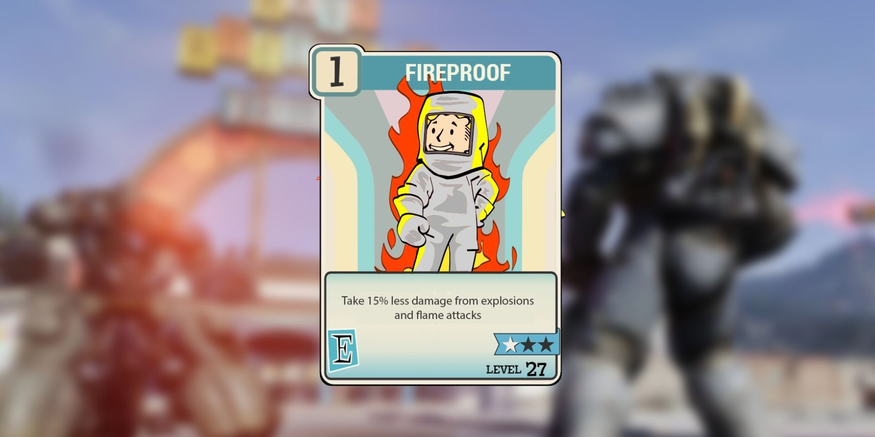 image showing the fireproof perk card for power armor.