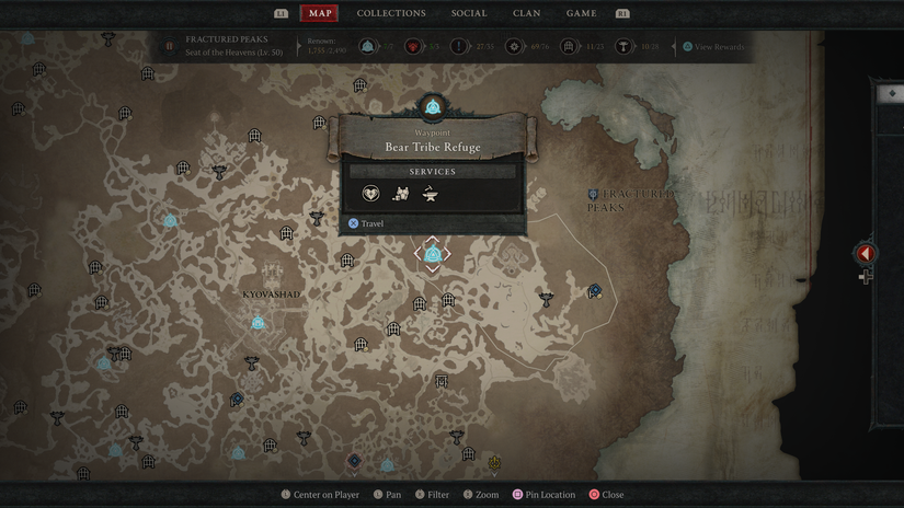 Fractured Peaks Waypoints in Diablo 4 Bear Tribe Refuge