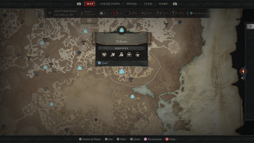 Fractured Peaks Waypoints in Diablo 4 Yelesna