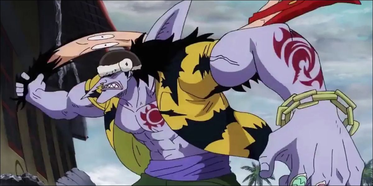  One Piece - Arlong the Saw dragging Luffy