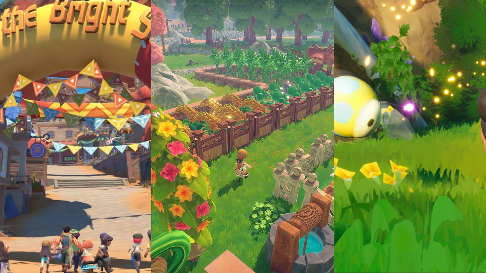 Side by side pictures of My Time At Sandrock, Song Of The Prairie, and Ikonei Island