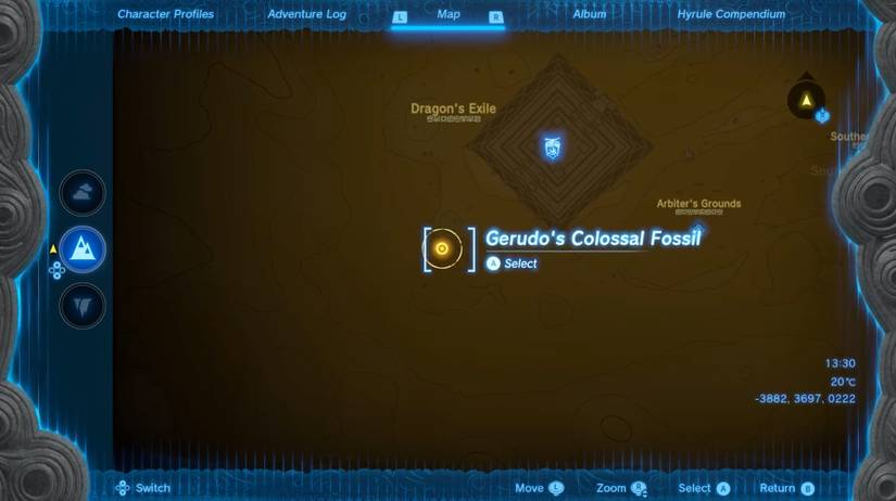 Gerudo's Colossal Fossil Location