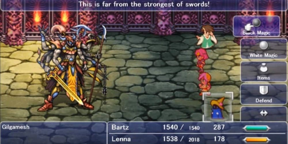 The party facing off against Gilgamesh in Final Fantasy 5