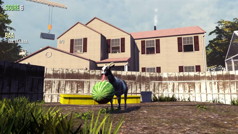 Goat Simulator goat kicking watermelon