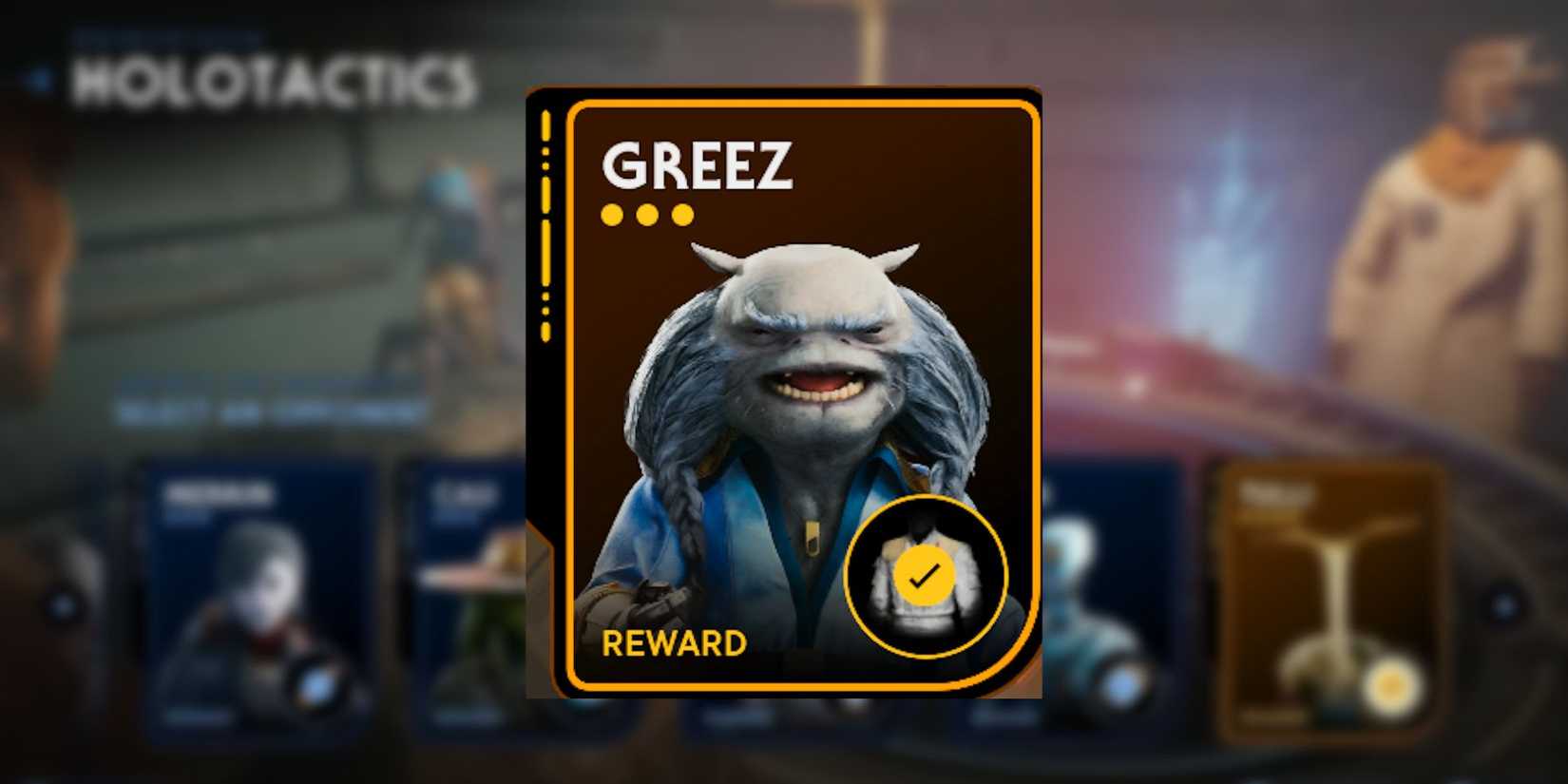 image showing greez in holotactics star wars jedi survivor.