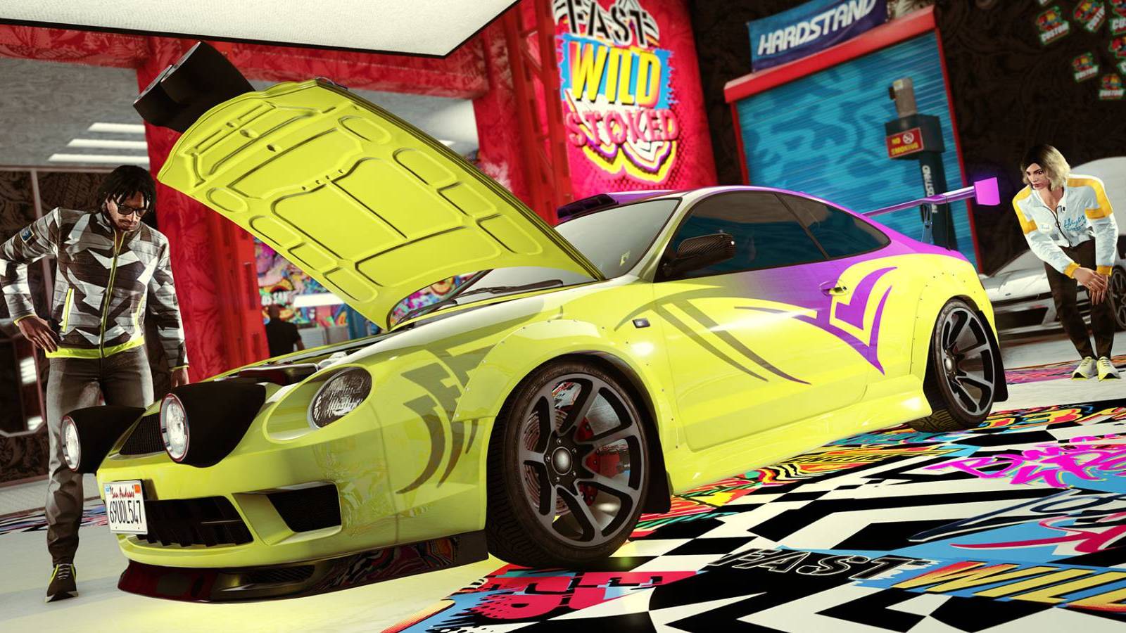 A decorated auto shop from Grand Theft Auto Online