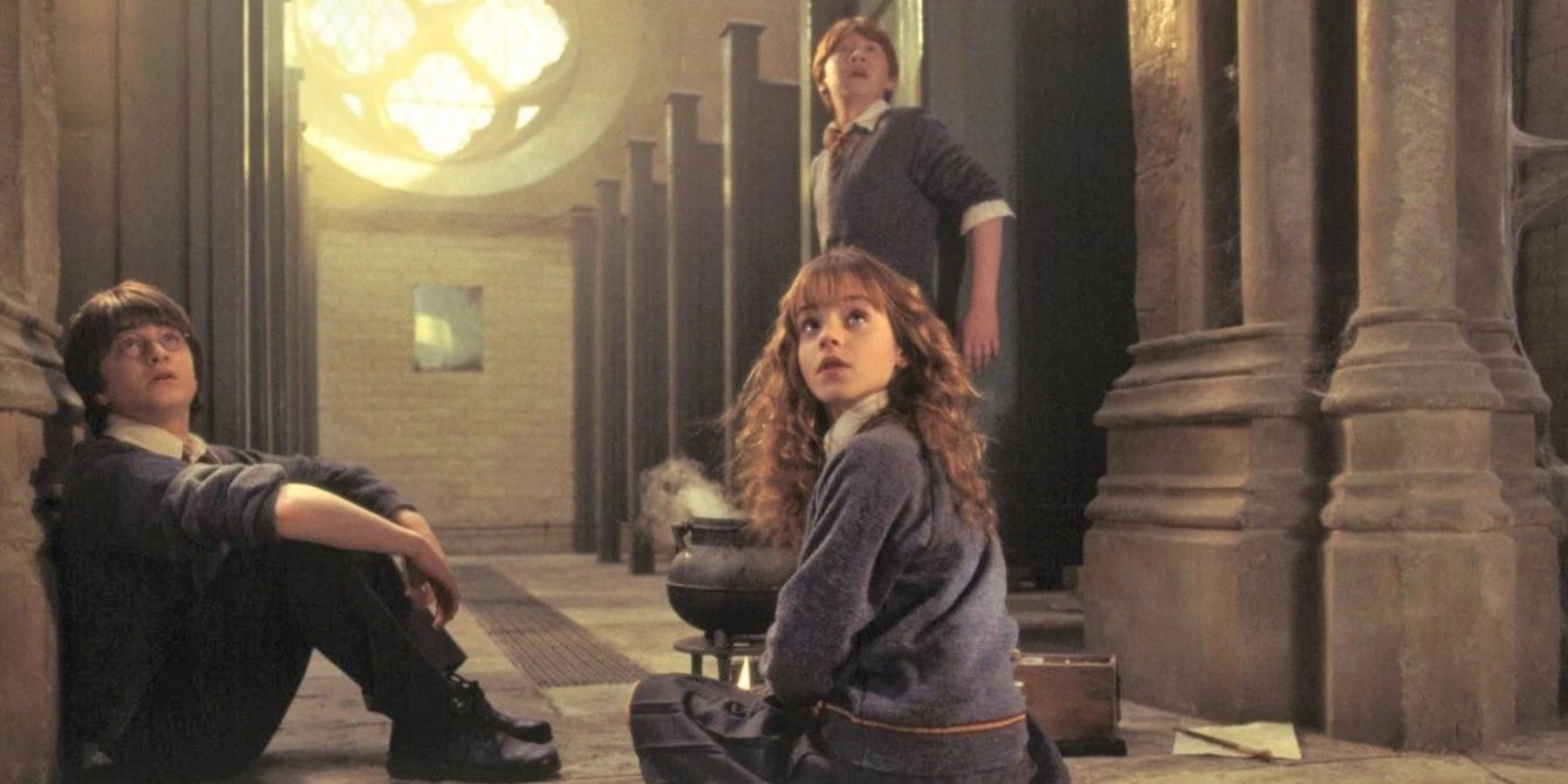 Hermione brews the Polyjuice Potion in Harry and Ron's presence in Moaning Myrtle's Bathroom in Harry Potter and the Chamber of Secrets.