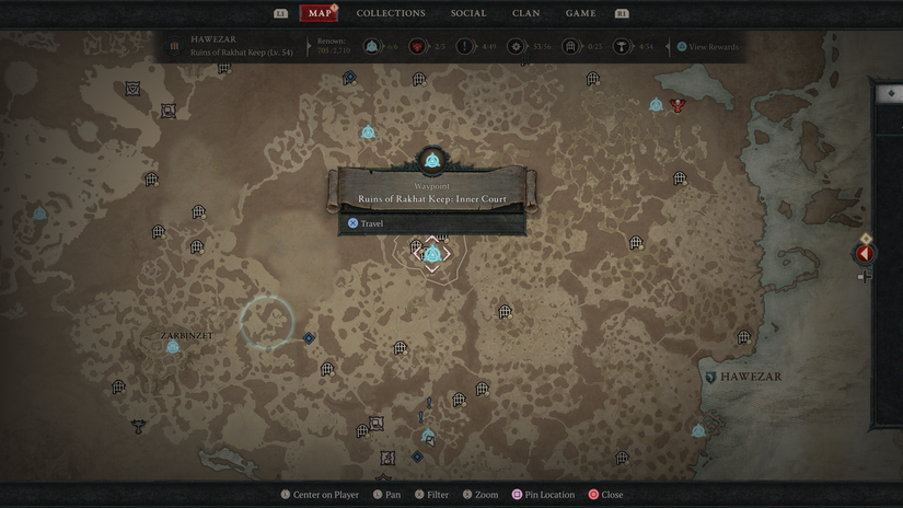 Hawezar Waypoints in Diablo 4 Ruins of Rakhat Keep Inner Court